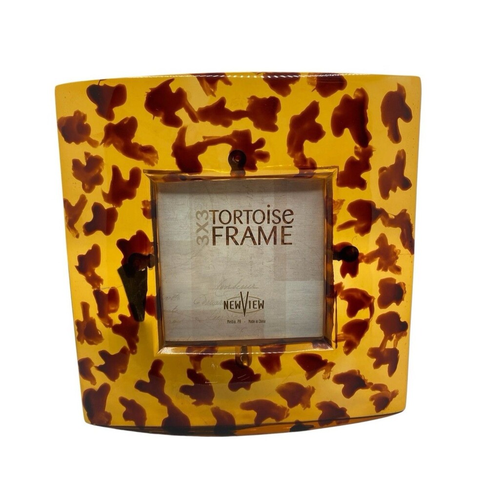 New View Tortoise Picture Frame Holds One 3 x 3" Photo Home Decor Acrylic READ